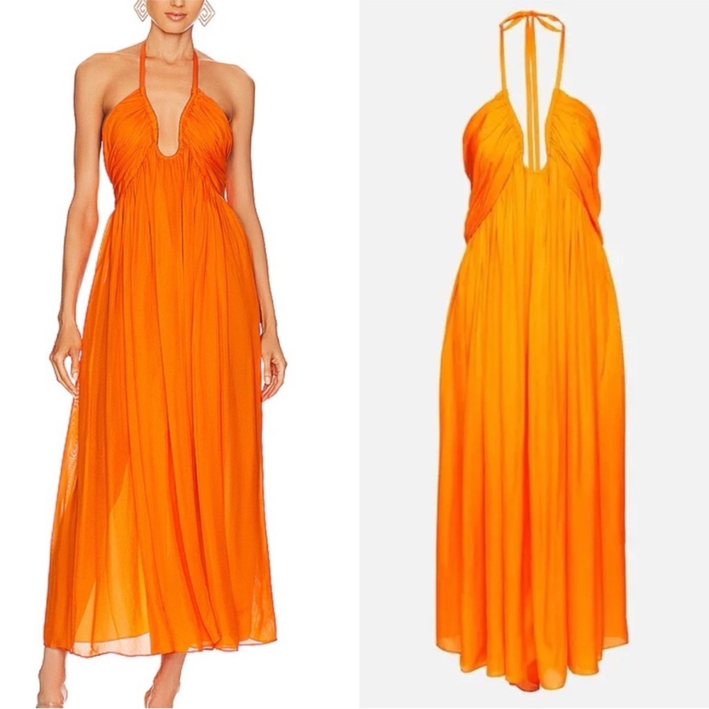 Cult Gaia SLOANE MAXI COVER UP DRESS IN PAPAYA Large Summer Vacation Pool party